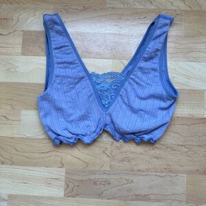 Cropped bralette style anthropologie top. Light blue color with lace. M/L size
